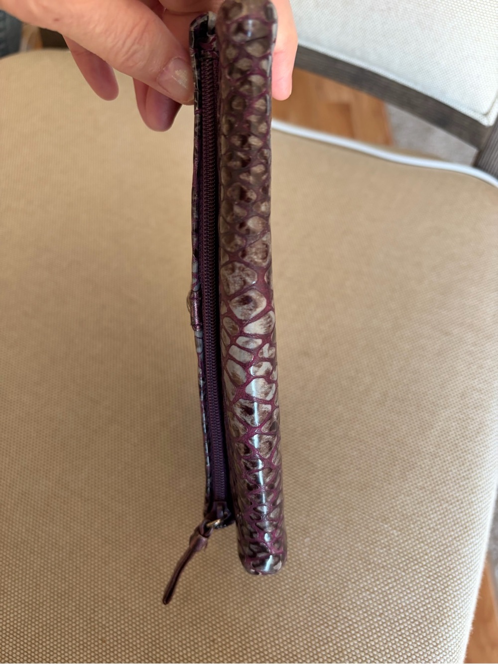 Brighton Purple Faux Snake-Embossed Foldover Wallet Silver Accent - Picture 9 of 9